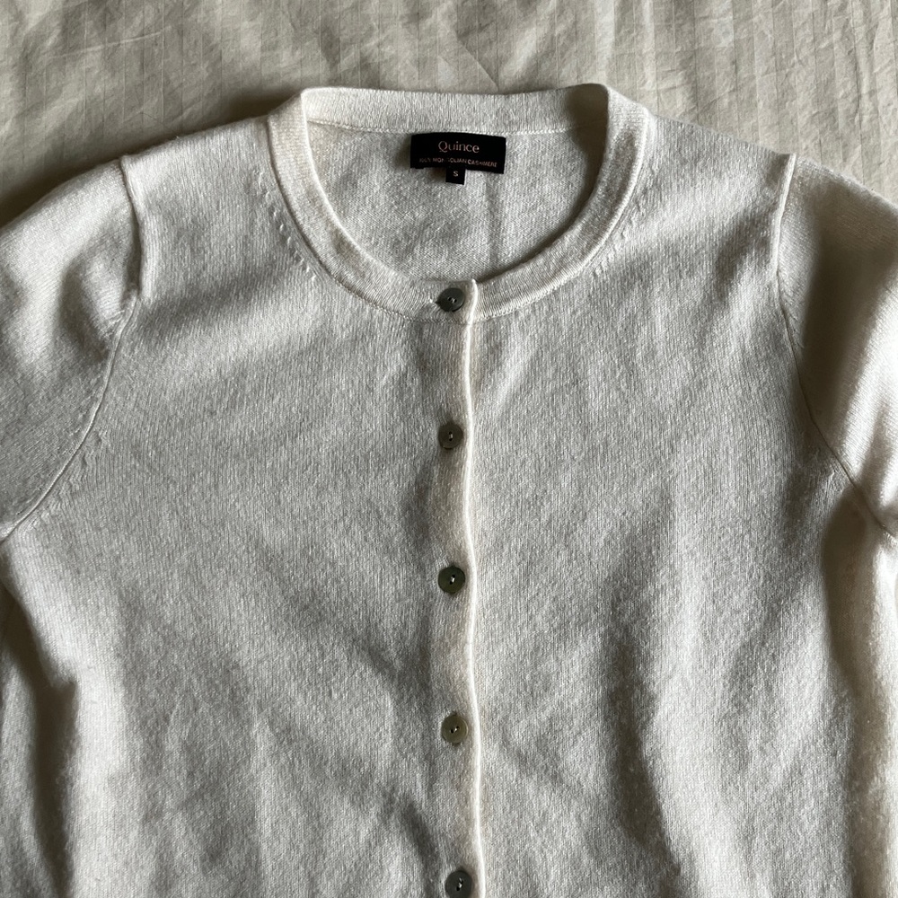 Quince Women's Ivory Mongolian Cardigan